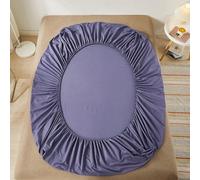 Tolldek Lenzuolo in cotone, 120 x 200 cm, traspirante, con angoli elasticizzati, in tinta unita, colore: viola, sotto il letto, protezione per materasso