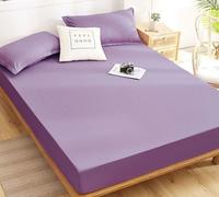 Tolldek Lenzuolo viola con 2 federe da 180 x 220 cm, set da 3 pezzi, con angoli elasticizzati, in tinta unita, comfort durante il sonno, in poliestere, per letto a molle