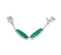 Tolldek Orecchini a forma di albero di gioielli in oro bianco Au 375/585/750, Bow-Knodo ciondolo sfera orecchini con irregolare laboratorio creato verde smeraldo, 9K/14K/18K bianco oro orecchini da