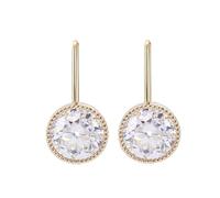 Tolldek Orecchini a forma di albero in oro 9 K/14 K/18 K, orecchini classici con taglio rotondo 1 ct moissanite, oro giallo Au 375/585/750, veri orecchini da donna senza allergie, Oro 14 K, Moissanite