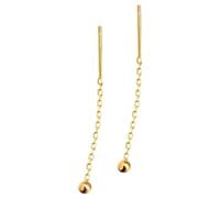 Tolldek Orecchini a forma di albero in oro giallo 18 K, 750, orecchini a sfera con nappa, orecchini in oro giallo Au750, anallergici