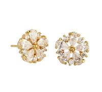 Tolldek Orecchini da donna in oro bianco 375, in moissanite con fiori, taglio a goccia, in moissanite 9 K, Oro bianco 9 carati (375), Moissanite