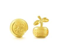 Tolldek Orecchini da donna in oro giallo 750 18 carati, orecchini da donna tradizionali cinesi FU, orecchini da donna in oro 18 carati, oro 18 carati,