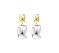 Tolldek Orecchini in oro giallo 9 K/14 K/18 carati e oro bianco, 2 pezzi, grandi orecchini quadrati di Natale, veri orecchini da donna in oro 18/14/9 carati, Bicolore 9 carati (375), Senza zirconi