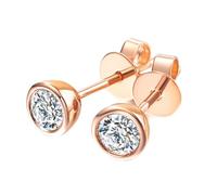 Tolldek Orecchini in oro rosa 9 K/14 K/18 carati, veri gioielli in oro bianco, da laboratorio creati con diamanti classici a taglio rotondo, orecchini da donna Au 750/585/375, Oro rosa 14 carati (585