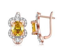 Tolldek Rose Gold 585 - Orecchini da donna in vero oro giallo citrino "8", orecchini a cerchio in oro 14 carati, con moissanite