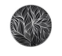 Tolldek Set di 10 tovagliette in PVC nero e argento, con motivo erba marina, rotonde, lavabili, eleganti, per la casa, la cucina, 38 cm