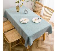 Tolldek Tovaglia rettangolare, 90 x 150 cm, in poliestere, in cotone, per attività all'aperto, per compleanno, antimacchia, antimacchia, per sala da pranzo, giardino, blu chiaro