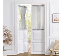 Tollpiz Piccola tenda trasparente per porta, armadio, in lino, testurizzata, filtrante per la luce della porta, tenda per porta francese, tenda per porta in vetro, 63,5 x 101,6 cm di lunghezza, grigio