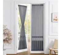Tollpiz Tenda trasparente per porta dell'armadio, in lino, con trama testurizzata, per porte francesi, per porte in vetro, 63,5 x 203,2 cm di lunghezza, grigio scuro, 1 pannello