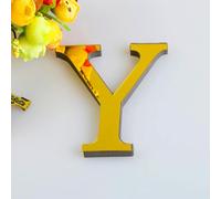 Tolospace Lettere dell'alfabeto 3D in acrilico, 25 cm, effetto specchio, color oro, in schiuma, autoadesive, per casa, ufficio, decorazione artistica da parete (lettera Y)
