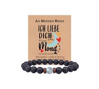 TOLOWOBK Amo te Regali per uomini a mio marito, figlio, nipote, pietra di luna, bracciale da uomo e ragazzo, braccialetto di perle con pietre preziose, per uomo, regalo di compleanno per uomini, 19