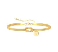 TOLOWOBK Bracciale da donna in oro con lettere dalla A alla Z placcato oro 18 k, con nodo d'amore, bracciale in acciaio inossidabile, catena iniziale, braccialetti personalizzati, regali di Natale