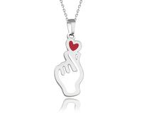 TOLOWOBK Kpop Collana da donna in argento con dita a forma di cuore, in acciaio inox, Kpop Merch K pop, regalo per fan concerti, San Valentino, compleanno, per figlia, nipote, fidanzata