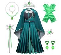 TOLOYE Costume Anna per Ragazza, Anna Vestito Principessa con Mantello, Elsa Vestito Set per Bambini, Anna Costume Princess Vestito per Ragazze Festa di compleanno Carnevale Cosplay (140cm)