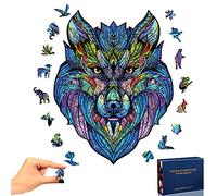 TOLOYE Puzzle in Legno, Lupo Puzzle Legno 3D Colorato Unico a Forma di Animale Puzzle in legno Puzzle Animale per Adulti e Bambini Collezione di Giochi per Famiglie Miglior Regalo (Lupo)