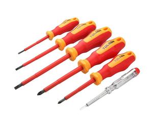 TOLSEN 6pc VDE 1000V ELECTRICIAN'S INSULATED SCREWDRIVER SET PHILLIPS SLOTTED