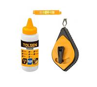 Tolsen Set di bobine di gesso - Heavy Duty, Fast Rewind, Builders Chalk String Kit - 30 m (100 piedi) linea con livella a bolla