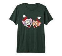 Tom And Jerry Best Pals Christmas Santa Hats Maglietta Premium