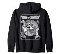 Tom And Jerry Black And White Poster Felpa con Cappuccio