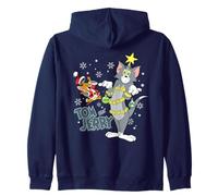 Tom And Jerry Merry Christmas Tinsel Tangle Felpa con Cappuccio