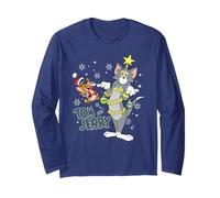 Tom And Jerry Merry Christmas Tinsel Tangle Maglia a Manica