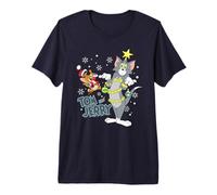 Tom And Jerry Merry Christmas Tinsel Tangle Maglietta Premium
