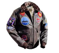 Tom Cruise Pete Maverick Top Gun Flight Bomber Giacca in pelle da uomo Jet Pilot Jacket | Collare in pelliccia rimovibile (S)