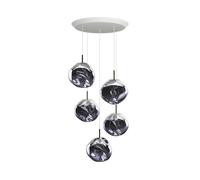 Tom Dixon Lampada LED a sospensione Melt Mini rotonda, grigio fumo, a 5 luci. Tom Dixon