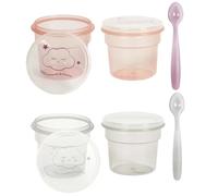 Tom ET Zoe, PU2195, Barattoli Portaoggetti Bebè con Cucchiaio ergonomico, Pratici e Leggeri per Le Pappe, Facili da Pulire, Ideali per Le Gite, 9 x 5 x 5 cm, Grigio/Rosa, Colori Assortiti