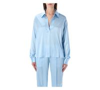 Tom Ford, ,Blouses & Shirts ,Donna ,Blu ,S Polo in Raso di Seta Elasticizzato