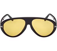 Tom Ford Camillo FT0988-01E Aviator Sunglasses - Amber Lenses, Black Acetate Frame