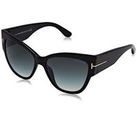Tom Ford Donna FT0371 01B 57 Montature, Nero (Nero LucidoFumo Grad), 57