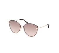 TOM FORD Donna FT1106 EVANGELINE 28G Occhiali da sole Metallo Oro Marrone Cat Eye Normale Sfumato