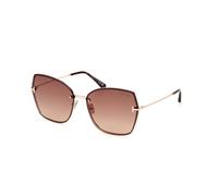 TOM FORD Donna FT1107 NICKIE-02 28F Occhiali da sole Metallo Oro Marrone Farfalla Normale Sfumato