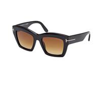 TOM FORD Donna FT1191 LUNA 01F Occhiali da sole Acetato Nero Marrone Farfalla Normale Sfumato