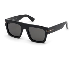 Tom Ford Fausto FT0711 01A, Nero, Plastic, Uomini occhiali da sole 53