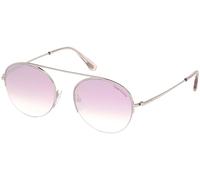 Tom Ford Finn Ft 0668 Occhiali Da Sole Uomo Argento Rotondo Rosa 54mm