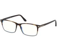 Tom Ford Ft 5584-b Blue Block Occhiali Da Vista Uomo Avana Geometrico