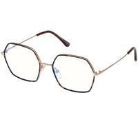 Tom Ford Ft 5615-b Blue Look Occhiali Da Vista Donna Avana Geometrico 55mm