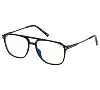 Tom Ford Ft 5665-b Blue Block Occhiali Da Vista Uomo Nero Geometrico