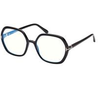 Tom Ford Ft 5814-b Blue Block Occhiali Da Vista Donna Nero Geometrico