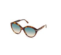 Tom Ford FT0763 53P Women's Sunglasses - Blonde Havana Frame, Gradient Green Lenses