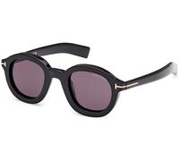 TOM FORD Uomo FT1100 RAFFA 01A Occhiali da sole Acetato Nero Grigio Rotonda Normale