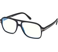 Tom Ford Ft6058-b Blue Block Occhiali Da Vista Unisex Nero Pilot
