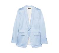 Tom Ford - Giacca monopetto con revers a scialle in misto cotone e seta - - Jackets - Donna - Blu - S