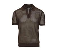 Tom Ford - Polo in maglia di cotone e seta - - Tops - Uomo - Marrone - 2XL
