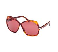Tom Ford Rosemin Ft 1013 Occhiali Da Sole Unisex Avana Farfalla Viola 64mm