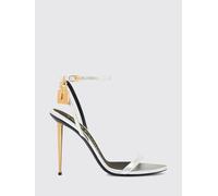 TOM FORD Sandali Padlock in pelle laminata oro con tacco a spillo 37 Silver