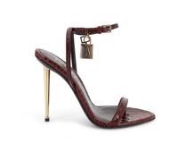 Tom Ford, ,Shoes ,Donna ,Rosso ,37 1/2 EU Sandalo spuntato a spillo con lucchetto in pitone stampato semi lucido